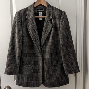 Sag Harbor Petite Wool Oversized Blazer Gray Plaid Tartan Vintage 6 Small 6P 0
